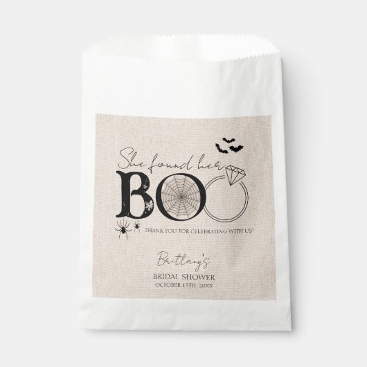 Ze vond haar Boo Rustic Halloween Bruidsmeisjesfee Bedankzakje (Voorkant)