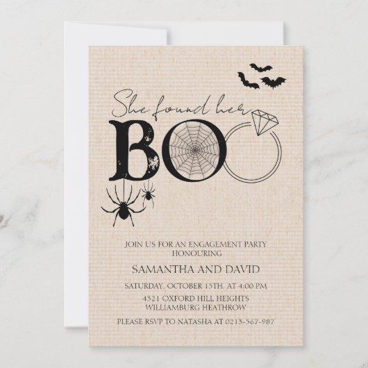 Ze vond haar Boo Rustic Halloween Verloving Kaart (Voorkant)