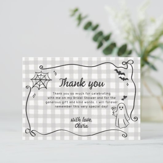 Ze vond haar Boo vreemde Halloween bruidsdouche Bedankkaart (Staand voorkant)