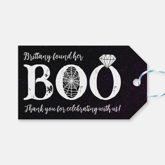 Ze vond haar Boo Zwarte Halloween Bruidsdouche Cadeaulabel (Voorkant (Horizontaal))