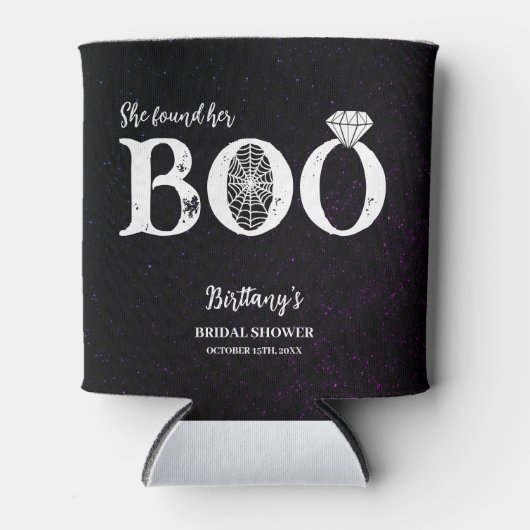 Ze vond haar Boo Zwarte Halloween Bruiloftsborrel Blikjeskoeler (Voorkant)