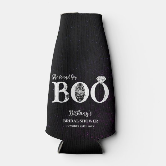 Ze vond haar Boo Zwarte Halloween Bruiloftsborrel Flesjeskoeler (Voorkant)