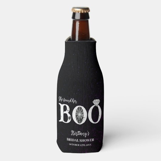 Ze vond haar Boo Zwarte Halloween Bruiloftsborrel Flesjeskoeler (Fles Voorkant)