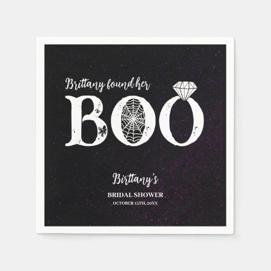Ze vond haar Boo Zwarte Halloween Bruiloftsborrel Servet (Voorkant)