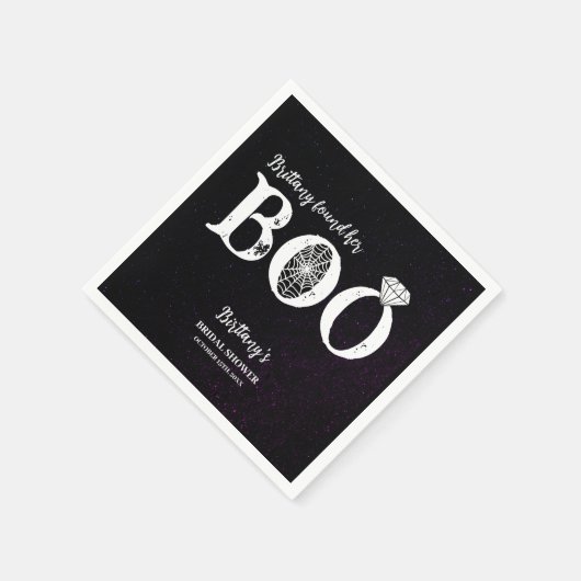 Ze vond haar Boo Zwarte Halloween Bruiloftsborrel Servet (Hoek)