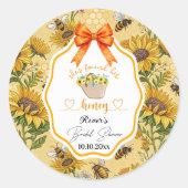 Ze vond haar bruidsfeest met honing   ronde sticker (Voorkant)