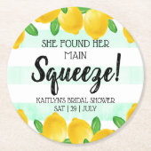 Ze vond haar bruiloft Lemon Bruidsfeestje Ronde Kartonnen Onderzetter (Voorkant)