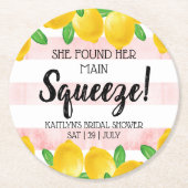 Ze vond haar bruiloft Lemon Bruidsfeestje Ronde Kartonnen Onderzetter (Voorkant)