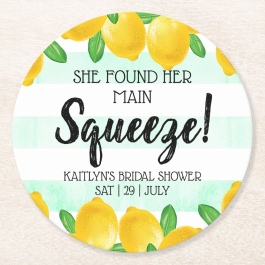 Ze vond haar bruiloft met citroen thema ronde kartonnen onderzetter (Voorkant)