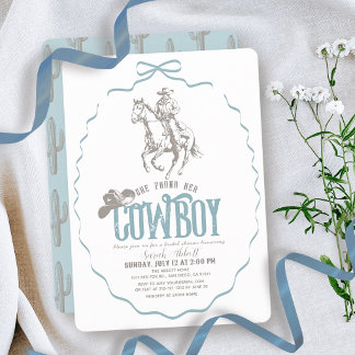Ze Vond Haar Cowboy Stofblauwe Strik Bruidsdouche Kaart