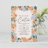 Ze vond haar Cutie Oranje Bloemen Vrijgezellenfees Kaart (Staand voorkant)