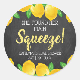 Ze vond haar grote liefde citroen bruidsdouche ronde sticker
