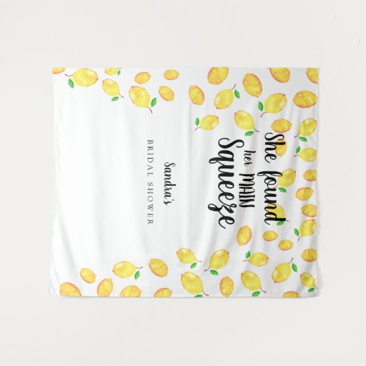 Ze vond haar grote liefde citroen bruiloft feest wandkleed (Voorkant (horizontaal))