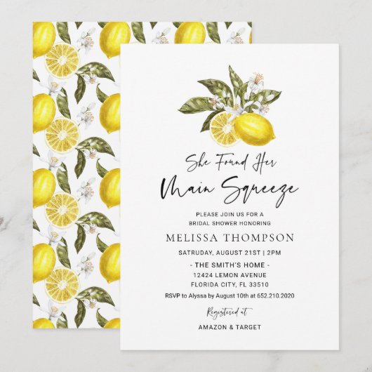 Ze vond haar grote liefde Citroen Bruiloftsfeest Kaart (Voorkant / Achterkant)