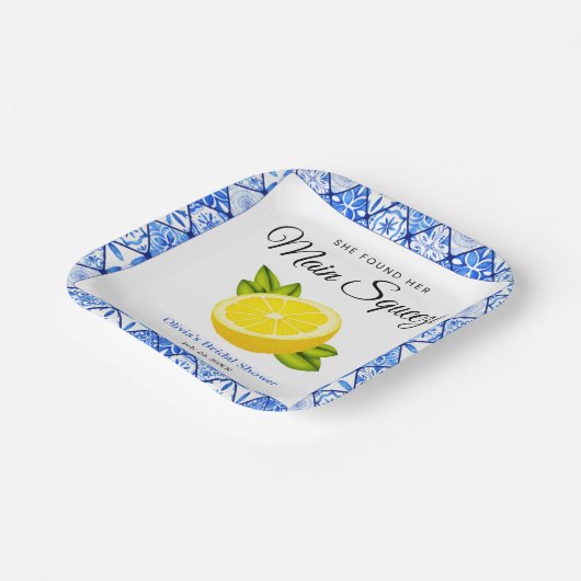 Ze vond haar grote liefde citroen bruiloftsfeest papieren bordje (Gebogen)