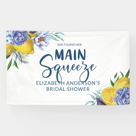 Ze vond haar grote liefde Lemon Bruiloftsborrel Spandoek (Horizontaal)