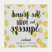 Ze vond haar grote liefde Lemon Bruiloftsfeest  Glas Ornament (Achterkant)