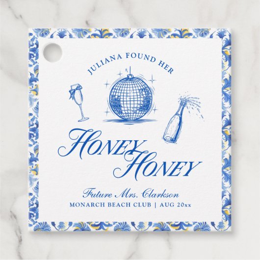 Ze vond haar Honey Blue Griekenland Bachelorette Bedankjes Labels (Voorkant)