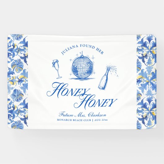 Ze vond haar Honey Blue Griekenland Bachelorette Spandoek (Horizontaal)