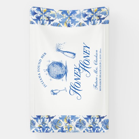 Ze vond haar Honey Blue Griekenland Bachelorette Spandoek (Verticaal)