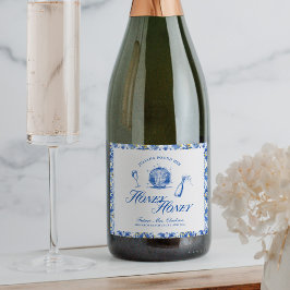 Ze vond haar Honey Blue Griekenland Bachelorette Sparkling Wijnetiket