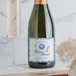 Ze vond haar Honey Blue Griekenland Bachelorette Sparkling Wijnetiket