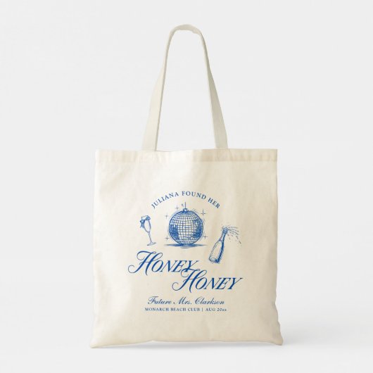 Ze vond haar Honey Blue Griekenland Bachelorette Tote Bag (Achterkant)