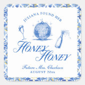 Ze vond haar Honey Blue Griekenland Bachelorette Vierkante Sticker (Voorkant)