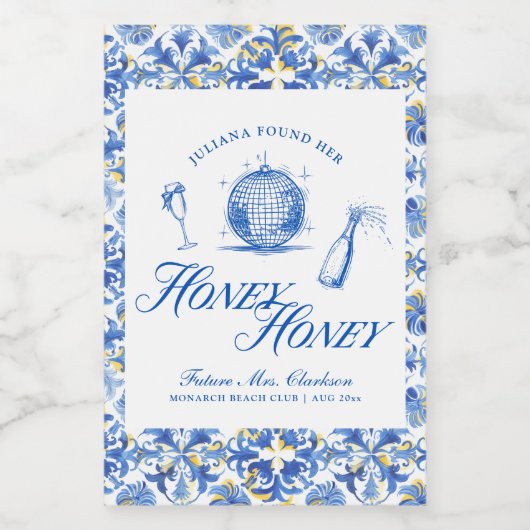 Ze vond haar Honey Blue Griekenland Bachelorette Wijn Etiket (Enkel label)