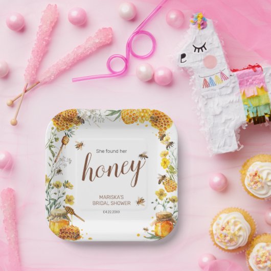 Ze vond haar Honey Bruiloftsfeest Papieren Bordje (Feest)