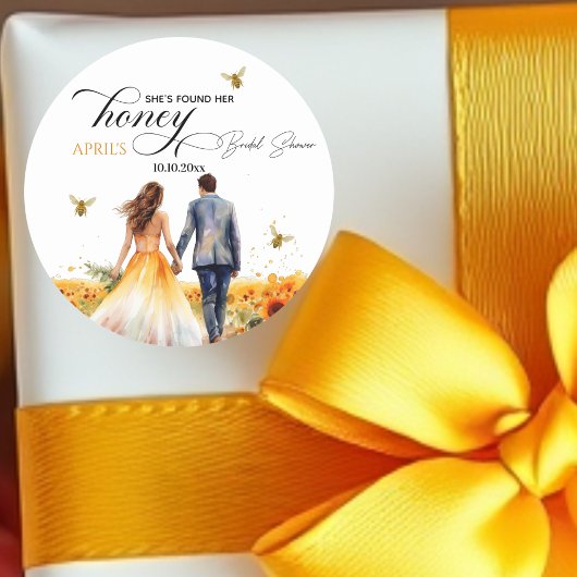 Ze vond haar Honey Bruiloftsfeest Ronde Sticker