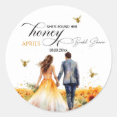 Ze vond haar Honey Bruiloftsfeest Ronde Sticker (Voorkant)