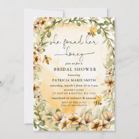 Ze vond haar Honey Floral Bee Vrijgezellenfeest Kaart (Voorkant)