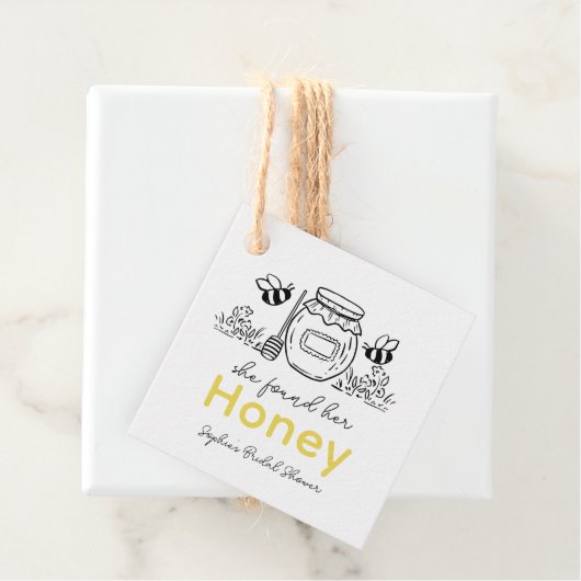 Ze vond haar Honey Hand-getekende Witte Bruiloftss Bedankjes Labels (In situ)