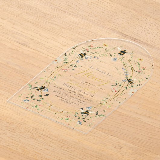 Ze vond haar Honey Wildflower Vrijgezellenfeest Acryl Uitnodigingen (Laagn)