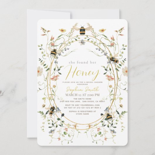 Ze vond haar Honey Wildflower Vrijgezellenfeest Kaart (Voorkant)