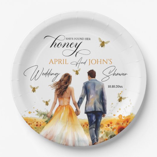 Ze vond haar honing Bruiloft Feestje  Papieren Bordje (Voorkant)