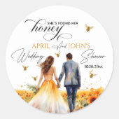 Ze vond haar honing Bruiloftsborrel Ronde Sticker (Voorkant)