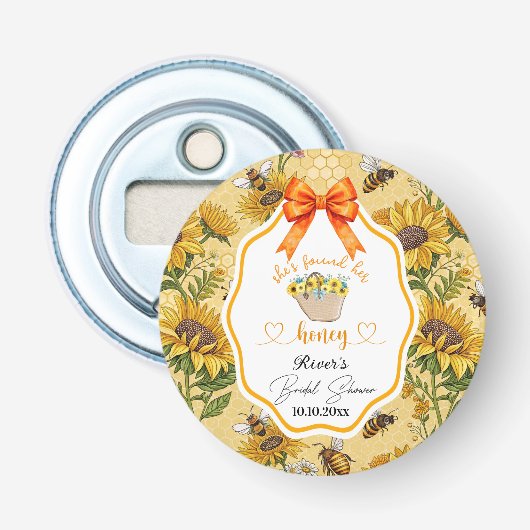 Ze Vond Haar Honing Bruiloftsfeest Favoriet Button Flesopener (Voorkant)