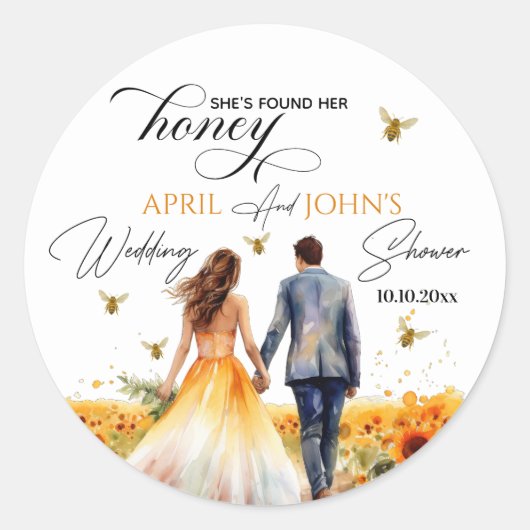 Ze vond haar honing Bruiloftsfeestje  Ronde Sticker (Voorkant)