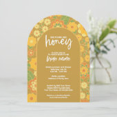 Ze vond haar honing - Retro Flowers Vrijgezellenfe Kaart (Staand voorkant)