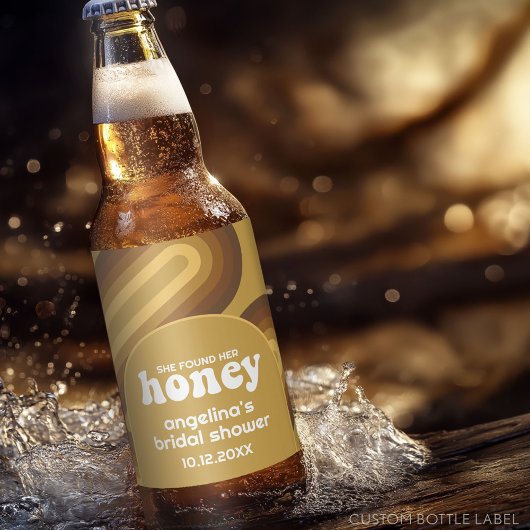 Ze vond haar honing - Retro Stripes Vrijgezellenfe Bier Etiket