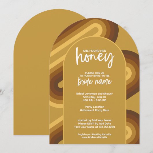 Ze vond haar honing - Retro Stripes Vrijgezellenfe Kaart (Voorkant / Achterkant)