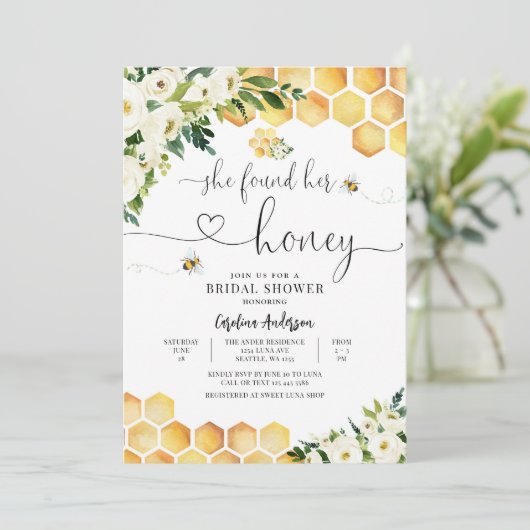 Ze vond haar honing rustieke bruidspaar douche kaart (Staand voorkant)