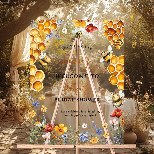 Ze vond haar honing wilde bloem bij welkom bruids acryl bord