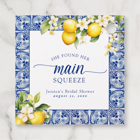 Ze vond haar hoofd squeeze citroenen bruidsfeest bedankjes labels (Achterkant)