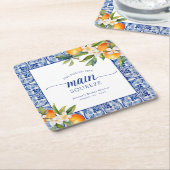 Ze vond haar hoofd squeeze-sinaasappels bruiloft kartonnen onderzetters (Schuin)