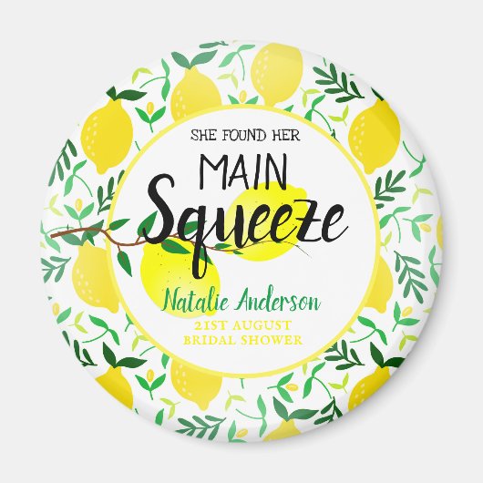 Ze Vond Haar Hoofddruk Lemon Bruiloftsborrel Magneet (Voorkant)