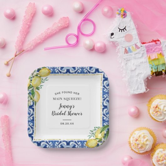 Ze vond haar hoofdlemoen bruiloft papieren bordje (Feest)