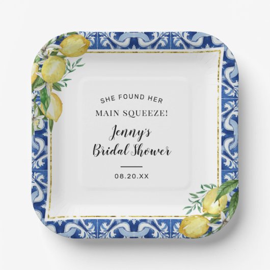 Ze vond haar hoofdlemoen bruiloft papieren bordje (Voorkant)